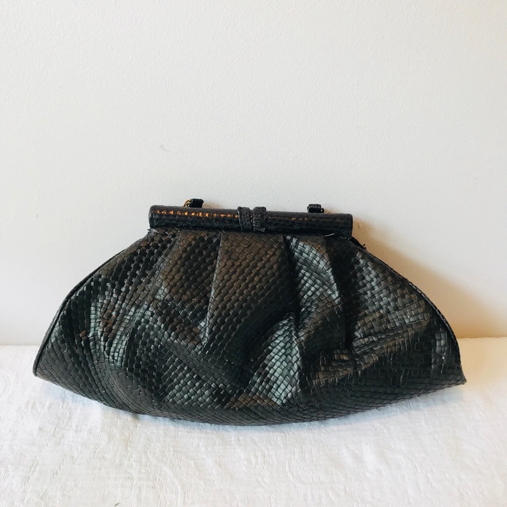 Python & Black Straw Handbag** With Chain - Picture 8 of 8